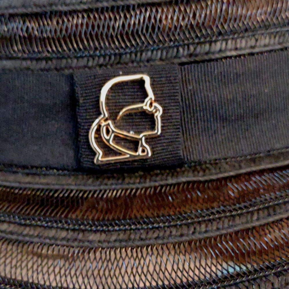 NWOT Paper/Poly Black Hat By Karl Lagerfeld - Picture 4 of 8